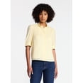 thumbnail image 1 of Time and Tru Women's Cotton Scalloped Edge Blouse with Short Sleeves, Sizes XS-XXXL, 1 of 6