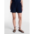 thumbnail image 1 of Time and Tru Women's Linen Blend Shorts with Scalloped Hem, Sizes XS-XXXL, 1 of 6