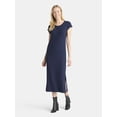 thumbnail image 1 of Time and Tru Women's Ribbed Column Dress with Short Sleeves, XS-XXXL, 1 of 4