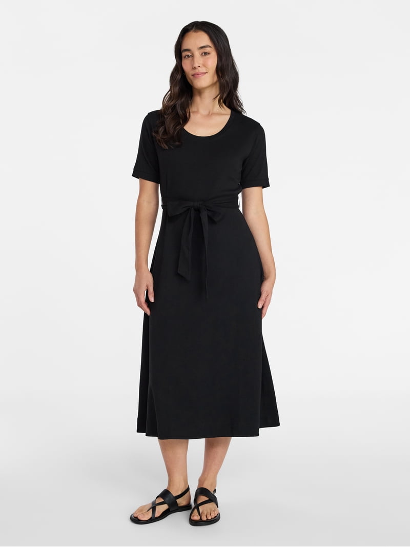 black tie front midi dress Black Eyelet Tie Front Sanibel Midi Dress main image 0