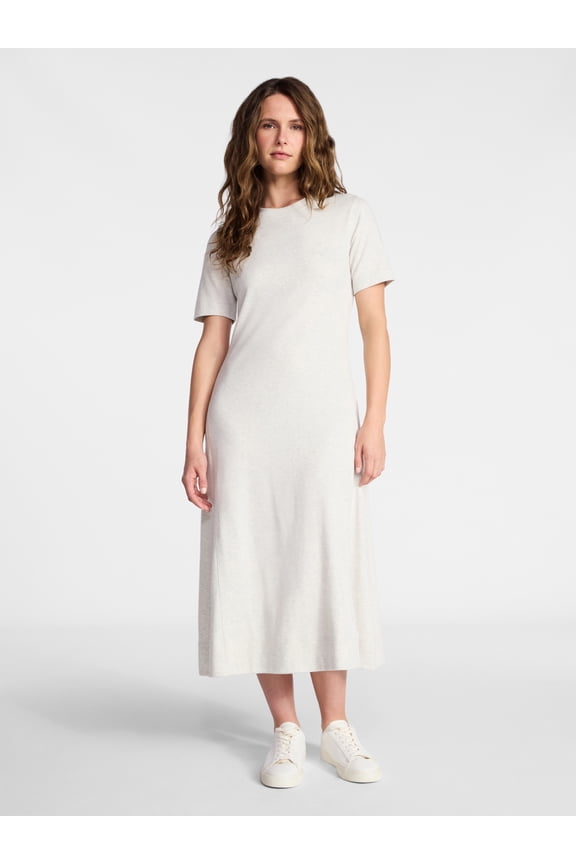 Women's Seamed Cotton Midi Dress, Sizes XS-XXXL