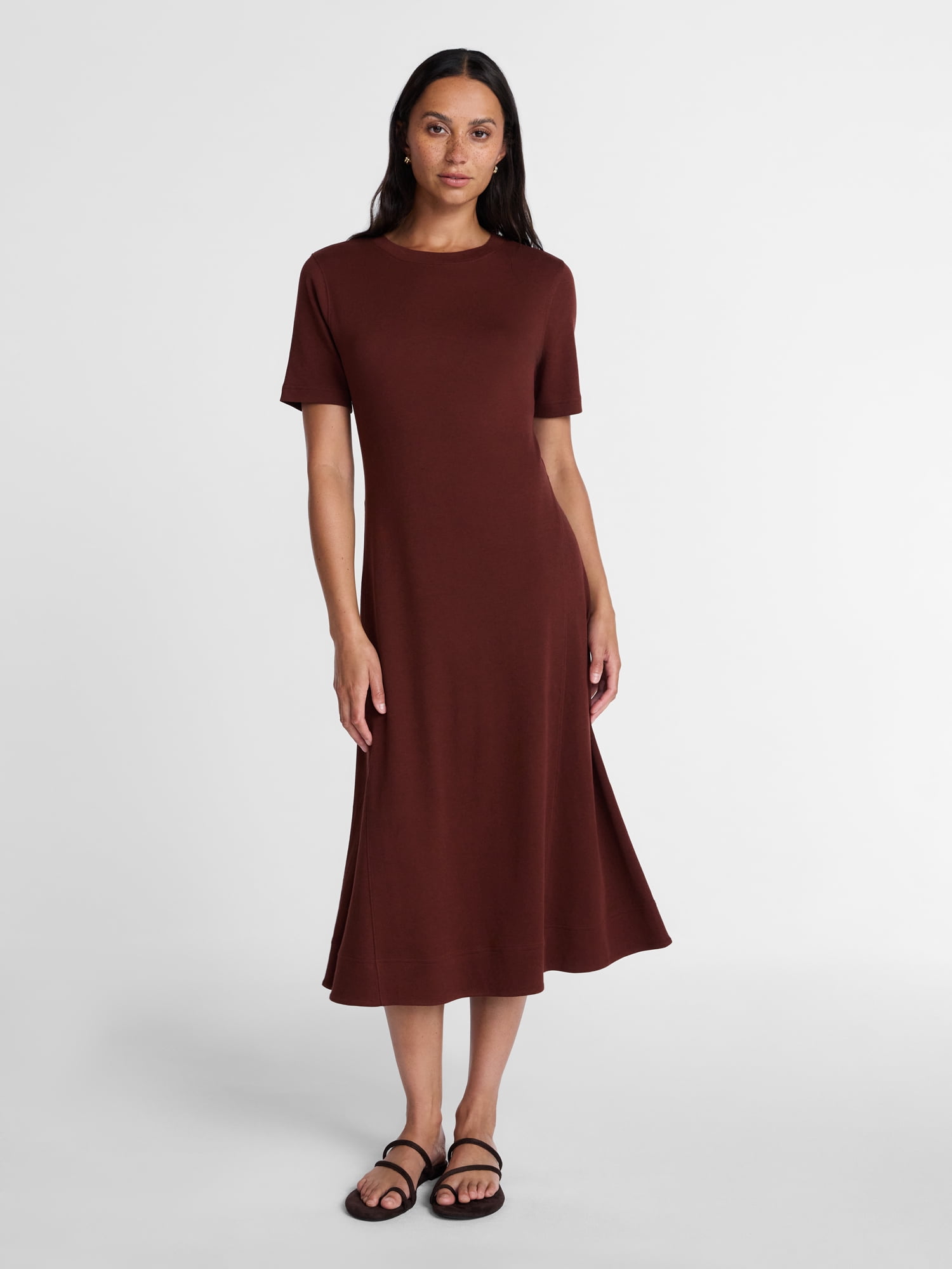 seamed midi dress Seamed V-Neck Midi Dress