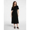 thumbnail image 1 of Time and Tru Women's and Women's Plus Seamed Cotton Midi Dress, Sizes XS-4X, 1 of 5