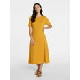 thumbnail image 1 of Time and Tru Women's Seamed Cotton Midi Dress, Sizes XS-XXXL, 1 of 5