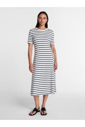 Women's Seamed Cotton Midi Dress, Sizes XS-4X