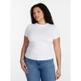thumbnail image 1 of Time and Tru Women’s Ruched Tee with Short Sleeves, Sizes XS-XXXL, 1 of 5