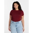 thumbnail image 1 of Time and Tru Women’s Ruched Tee with Short Sleeves, Sizes XS-XXXL, 1 of 5