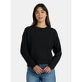 thumbnail image 1 of Time and Tru Women’s Ribbed Panel Sweatshirt with Long Sleeves, Sizes XS-XXXL, 1 of 5