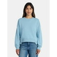 thumbnail image 1 of Time and Tru Women’s Ribbed Panel Sweatshirt with Long Sleeves, Sizes XS-XXXL, 1 of 5