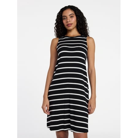 Time and Tru Women’s Sleeveless Knit Swing Dress, Sizes XS-XXXL