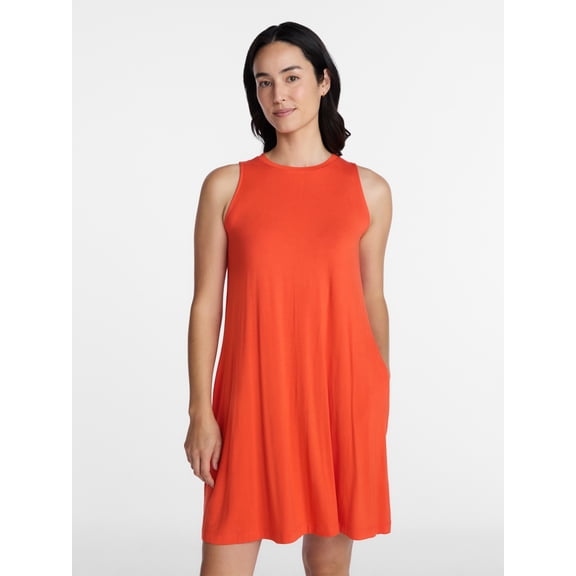Time and Tru Women’s Sleeveless Knit Swing Dress, Sizes XS-XXXL