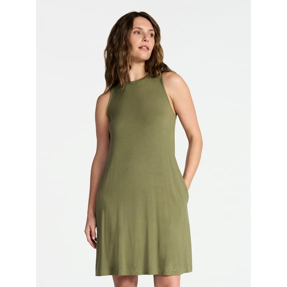 Time and Tru Women's Sleeveless Knit Swing Dress, Sizes XS-XXXL