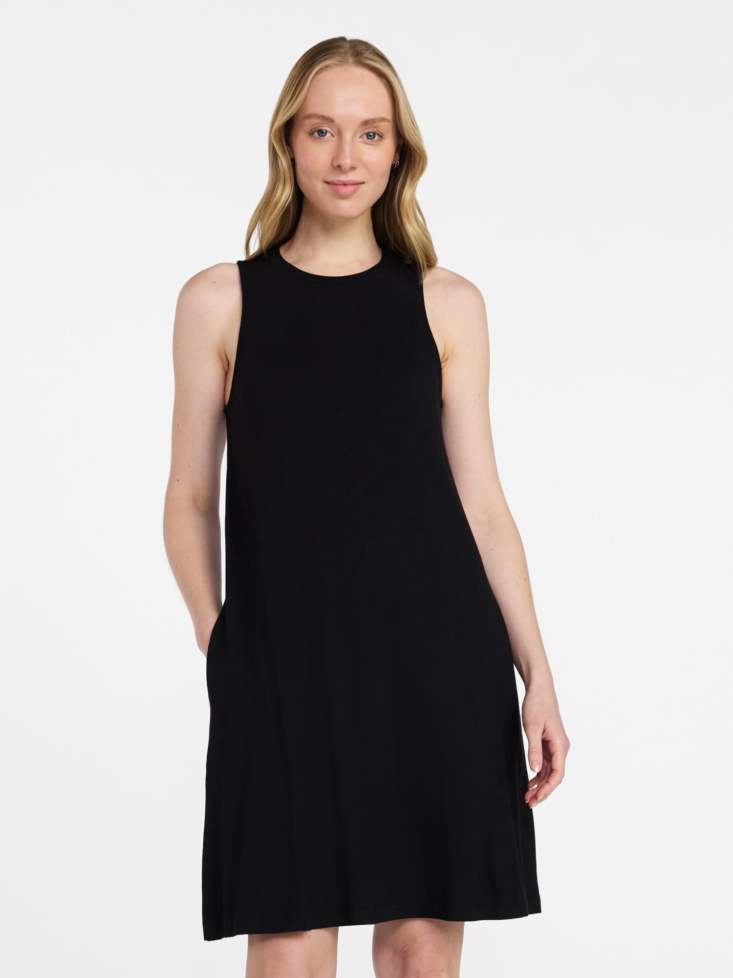 Women’s Sleeveless Knit Swing Dress, Sizes XS-XXXL