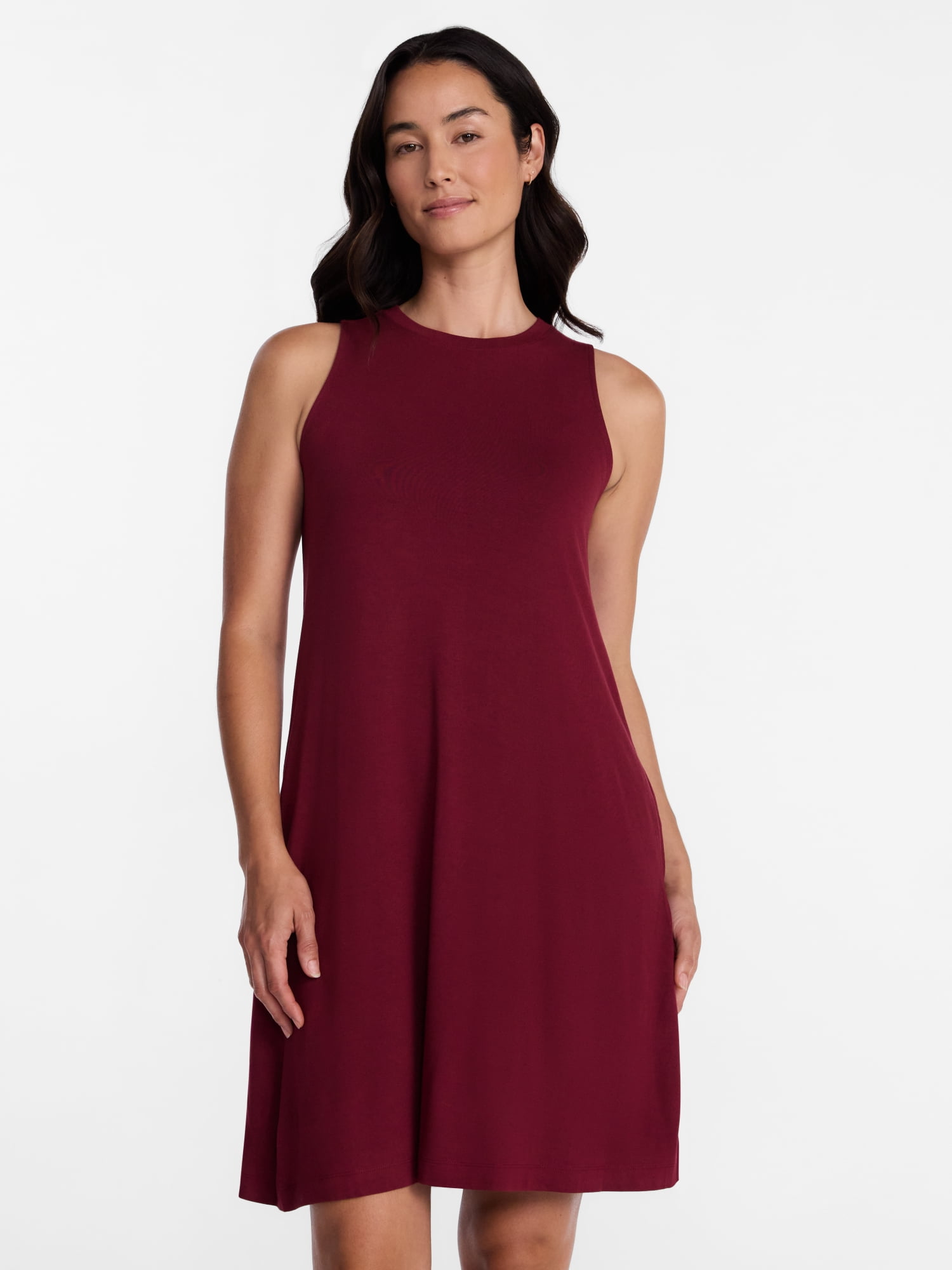 Time and Tru Women’s Sleeveless Knit Swing Dress, Sizes XS-XXXL