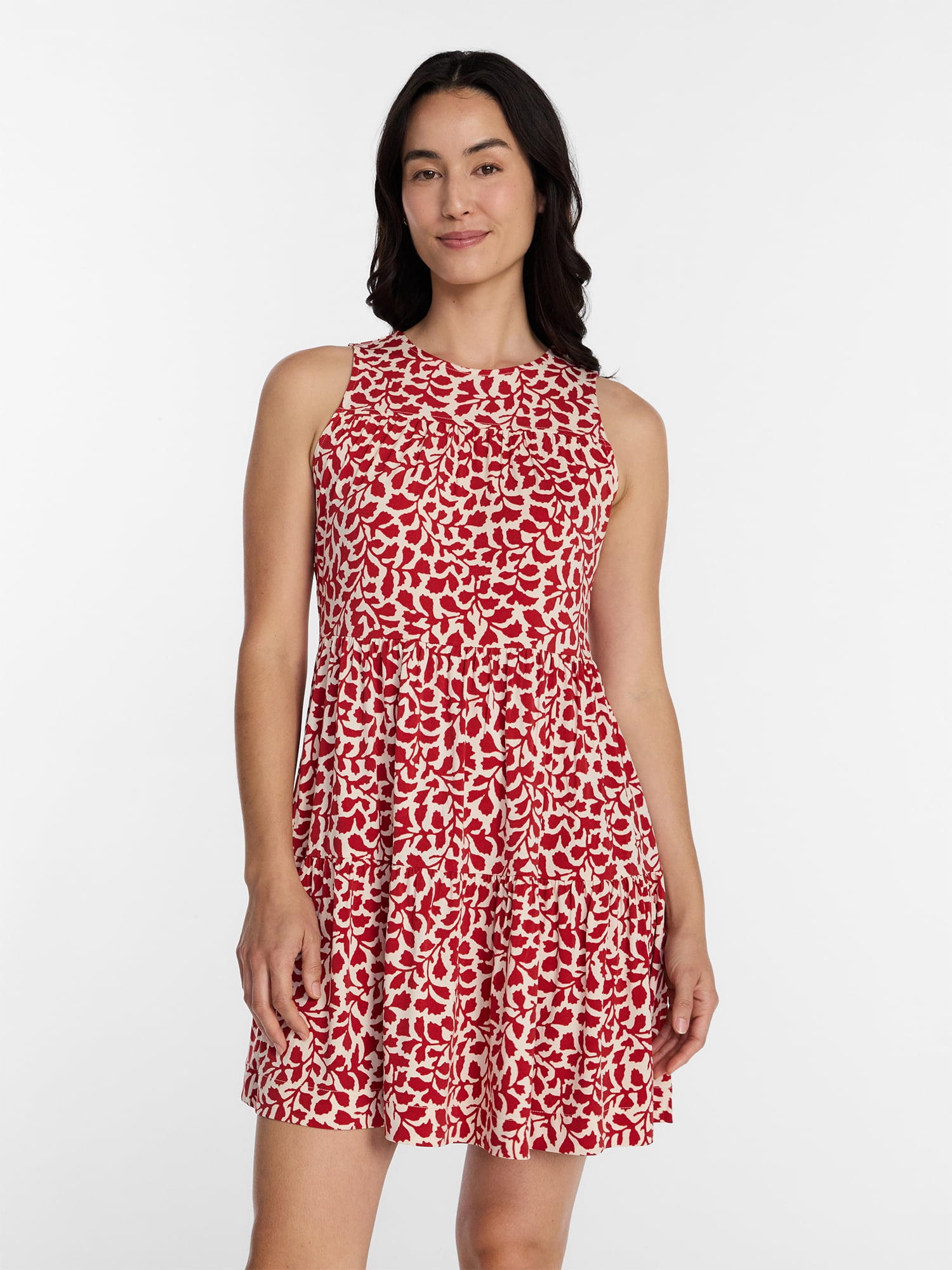 Time and Tru Women's Sleeveless Tiered Mini Dress, Sizes XS-4X