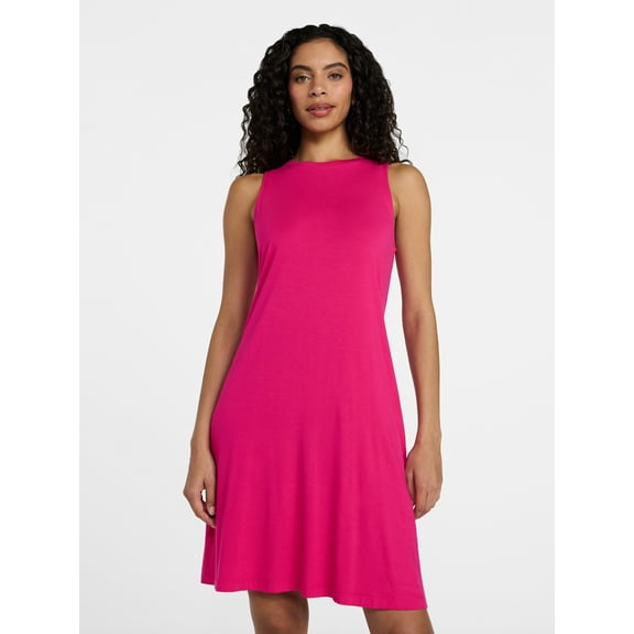 Time and Tru Women's Sleeveless Knit Swing Dress, Sizes XS-XXXL
