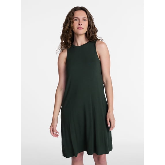 Time and Tru Women’s Sleeveless Knit Swing Dress, Sizes XS-XXXL