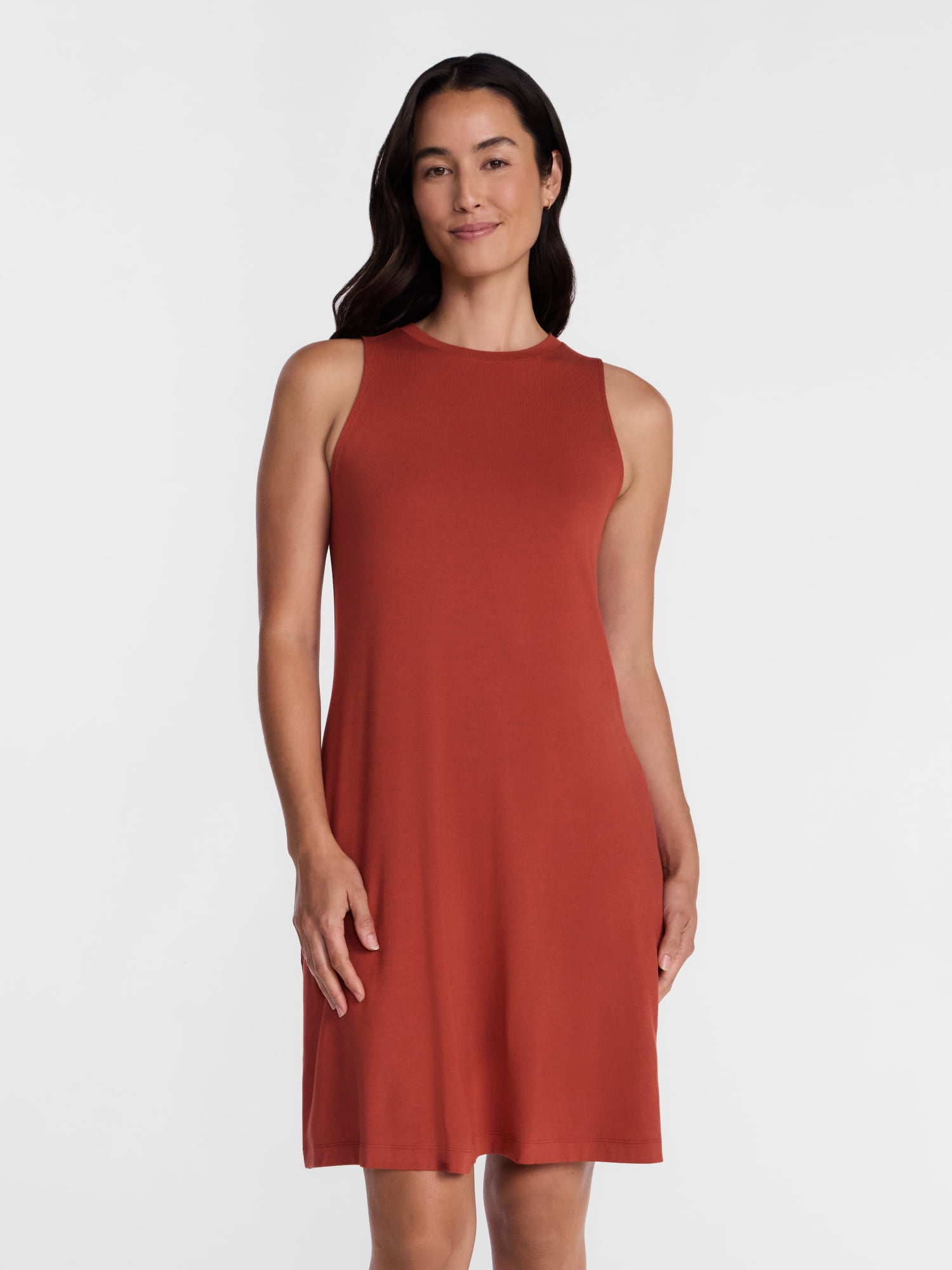 Time and Tru Women’s Sleeveless Knit Swing Dress, Sizes XS-XXXL