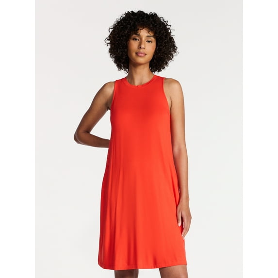 Time and Tru Women's Sleeveless Knit Swing Dress, Sizes XS-XXXL