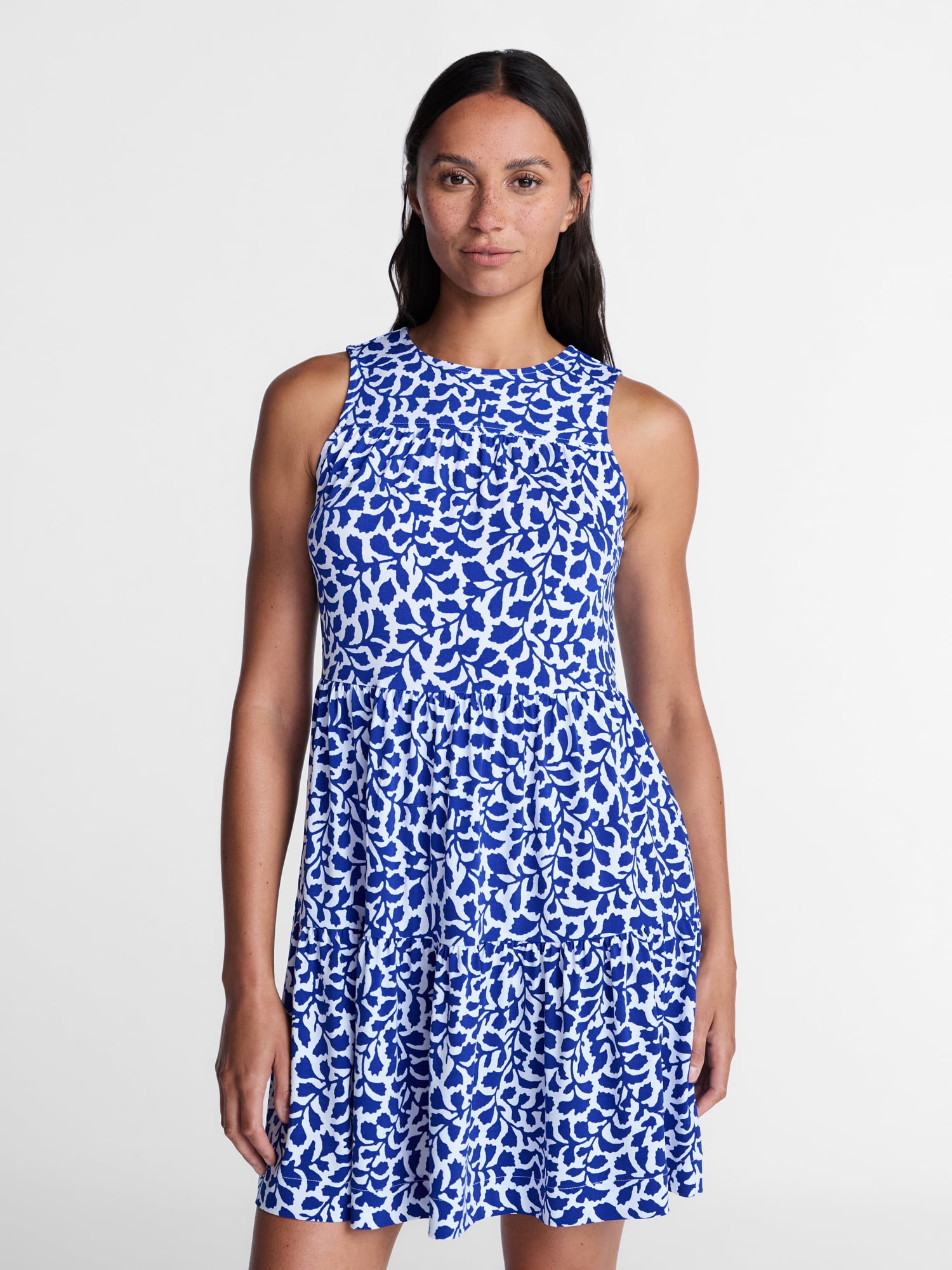 Time and Tru Women's and Women's Plus Sleeveless Tiered Mini Dress, Sizes XS-4X