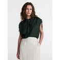 thumbnail image 1 of Time and Tru Women’s Linen-Blend Tunic Top with Ruched Sleeves, Sizes XS-XXXL, 1 of 6