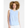 thumbnail image 1 of Time and Tru Women’s Pleated Cotton Sleeveless Top, Sizes XS-XXXL, 1 of 6