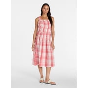 Women's Sleeveless Smocked Cotton Peasant Midi Dress, Sizes XS-XXXL