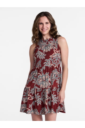 walmart sleeveless knit dress Time and Tru Womens Sleeveless Knit Swing Dress, Sizes Xs-xxxl, Women's, Multicolor