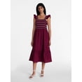 thumbnail image 1 of Time and Tru Women's and Women's Plus Sleeveless Smocked Cotton Midi Dress, Sizes XS-4X, 1 of 4
