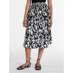 Time and Tru Women's Smocked Waist Cotton Midi Skirt, Sizes XS-XXXL