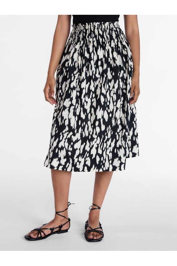 Women's Smocked Waist Cotton Midi Skirt, Sizes XS-XXXL