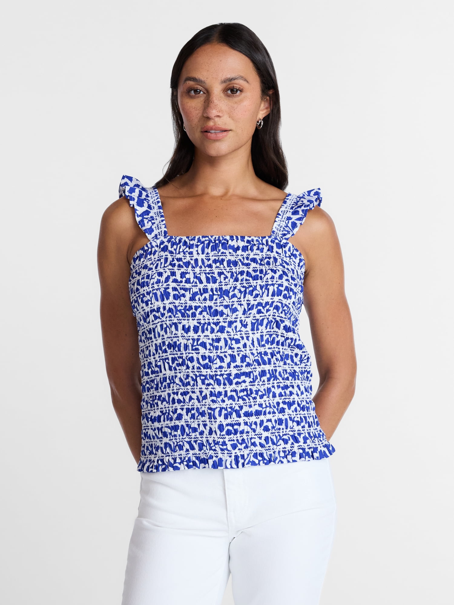 Time and Tru Women's Smocked Bodice Tank Top, Sizes XS - XXXL