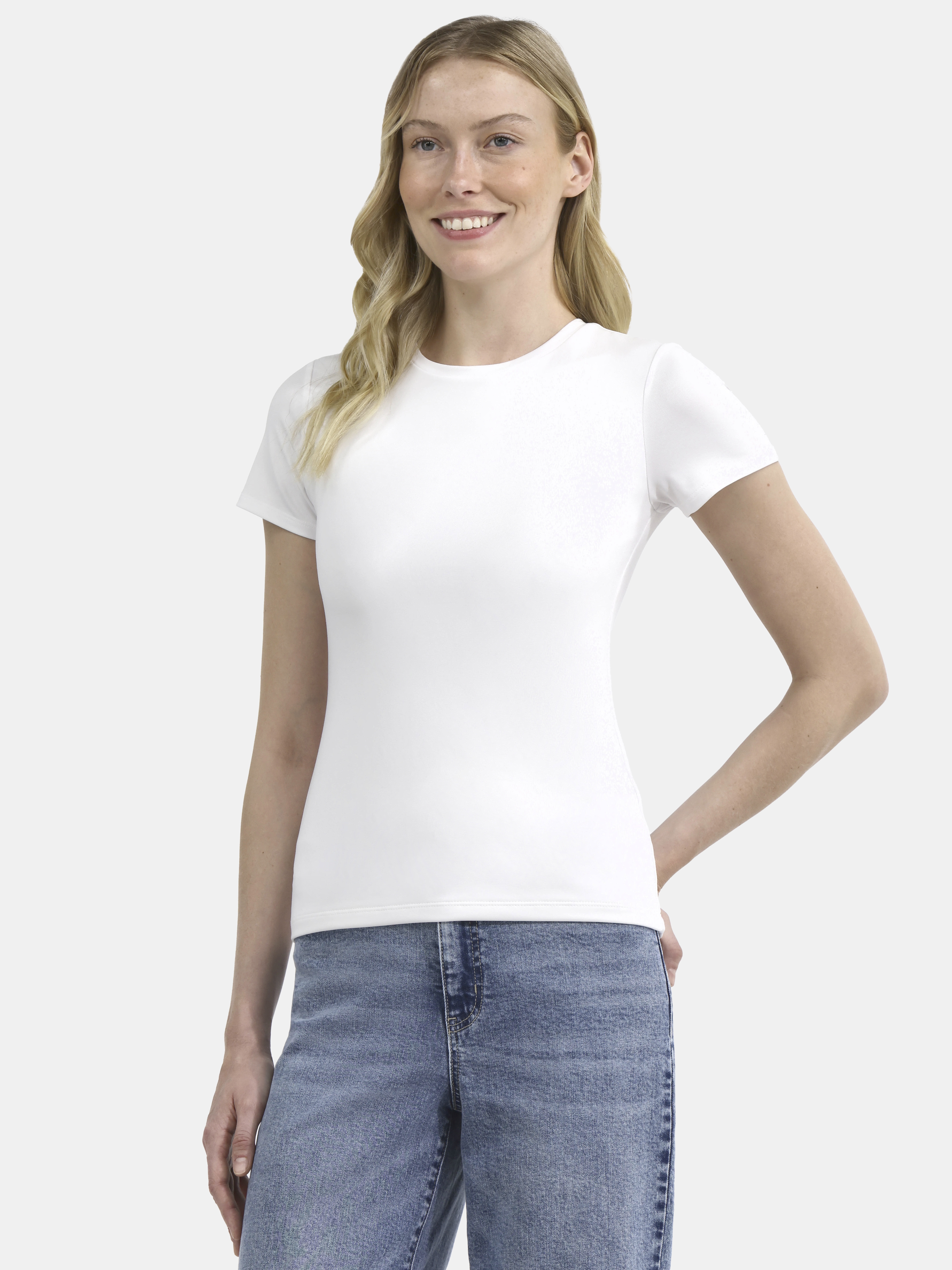 Time and Tru Women's Smoothing Tee with Short Sleeves, Sizes XS-XXXL