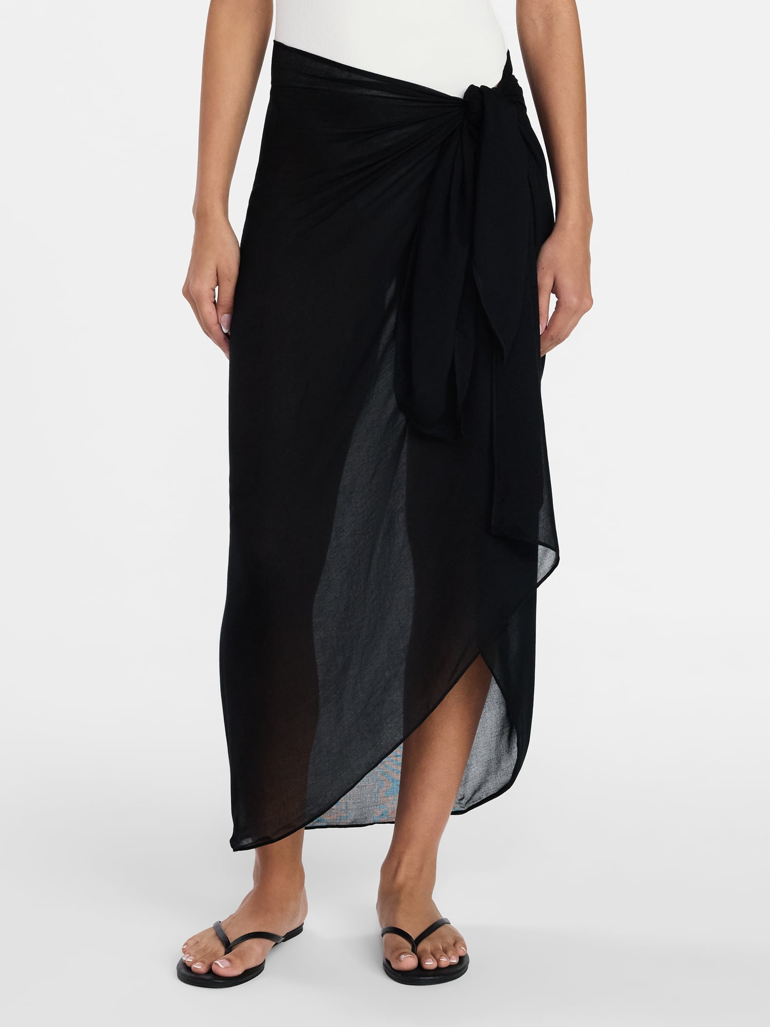 Time and Tru Women's Solid Pareo, One Size, Black Soot