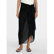 Time and Tru Womens Solid Pareo, One Size, Black Soot
