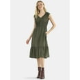thumbnail image 1 of Time and Tru Women's V-Neck Midi Dress, Sizes XS-XXXL, 1 of 4