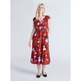 thumbnail image 1 of Time and Tru Women's V-Neck Midi Dress, Sizes XS-XXXL, 1 of 5