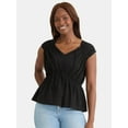 thumbnail image 1 of Time and Tru Women's Spade Neck Blouse, Sizes XS-XXXL, 1 of 5