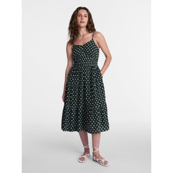 Time and Tru Women's Spaghetti Strap Midi Dress, Sizes XS-XXXL