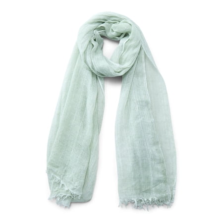 Time and Tru Women's Splatter Print Crinkle Scarf, Sage, Featuring Elegant Fringe Edges