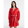 thumbnail image 1 of Time and Tru Women's Embroidered Cotton Mini Dress with Long Sleeves, Sizes XS-XXXL, 1 of 5