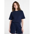 thumbnail image 1 of Time and Tru Women's Boxy Sweatshirt with Short Sleeves, Size XS-XXXL, 1 of 5