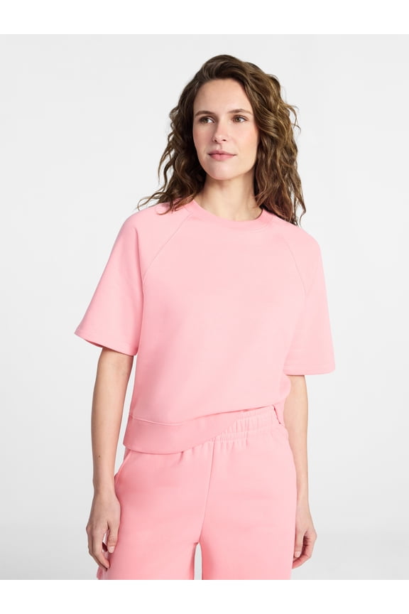 Women's Boxy Sweatshirt with Short Sleeves, Size XS-XXXL