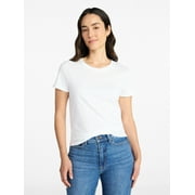 Time and Tru Womens Cotton Crewneck Tee with Short Sleeves, Sizes XS-L