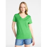Women's Cotton V-Neck Tee with Short Sleeves, Sizes XS-4X