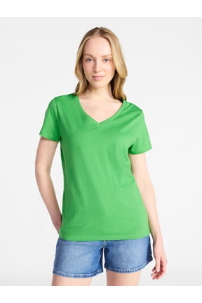 Women's Cotton V-Neck Tee with Short Sleeves