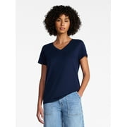 Women's Cotton V-Neck Tee with Short Sleeves, Sizes XS-4X