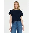 thumbnail image 1 of Time and Tru Women's Crewneck Tee with Flutter Sleeves, Sizes XS-XXXL, 1 of 6