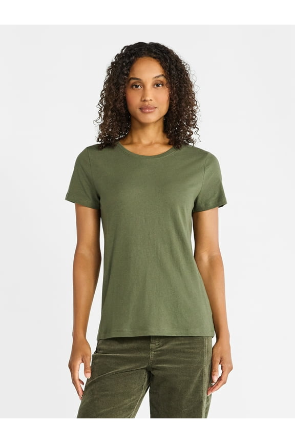Women's Cotton Crewneck Tee with Short Sleeves, Sizes XS-XXXL