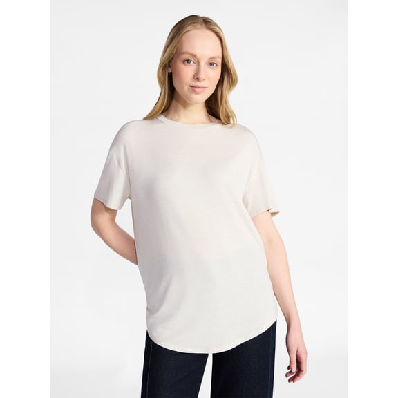 Time and Tru Women's Tunic Tee with Short Sleeves, Sizes XS-XXXL